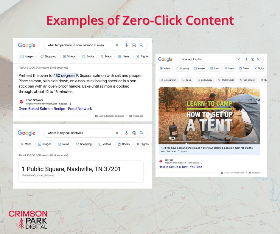 Examples of featured snippets on Google