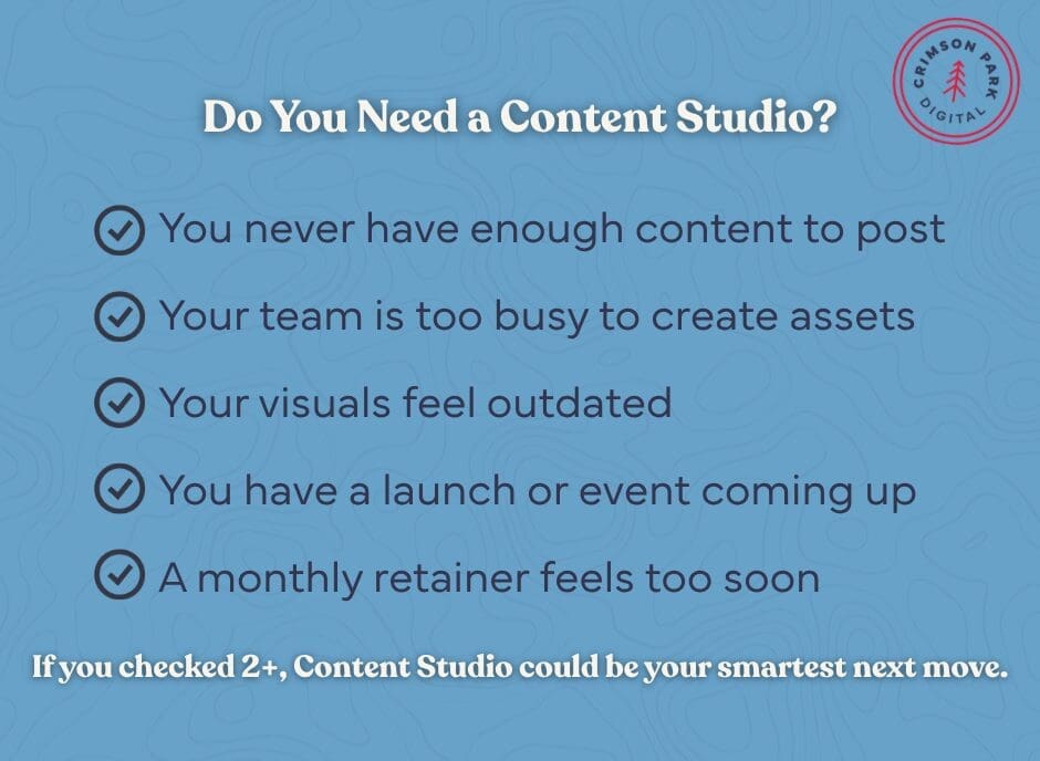 Do You Need a Content Studio? a graphic outlining the reasons