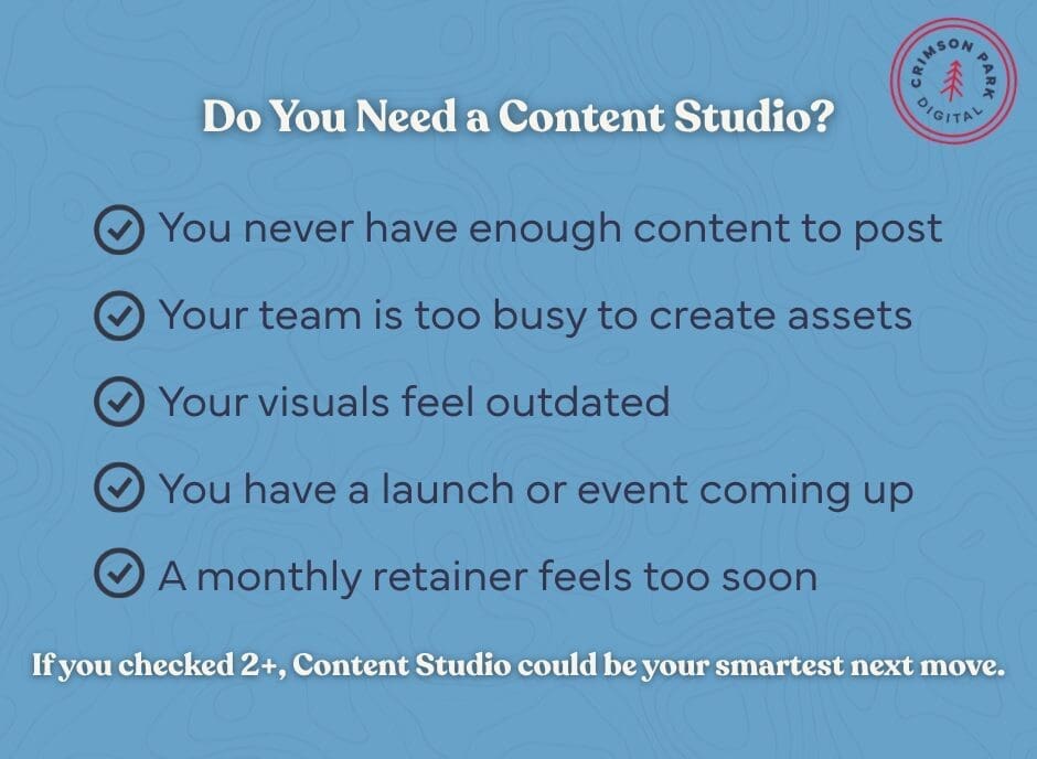 Do You Need a Content Studio? a graphic outlining the reasons